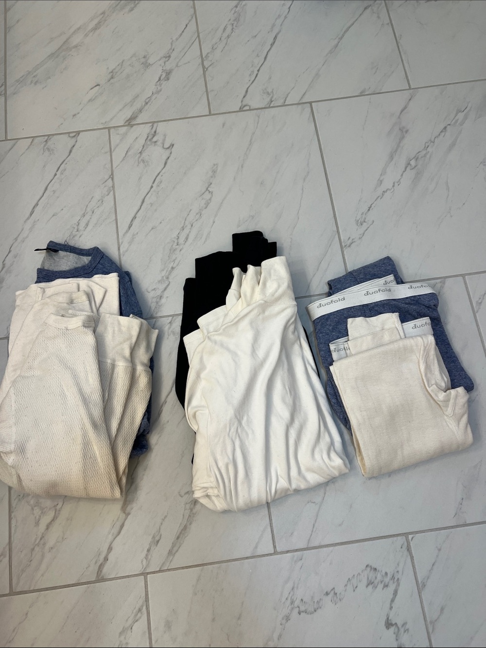 3 thermal tops, 2 thermal pants and 2 turtlenecks